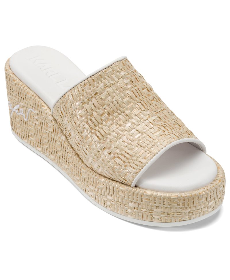 CALVINA WEDGE MULE KL259072 NATRLBRT WHT 3 4PROFILEVIEW