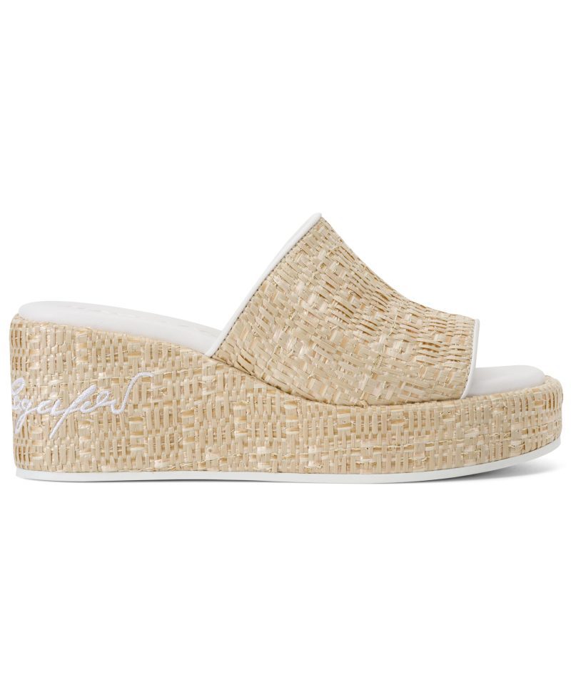 CALVINA WEDGE MULE KL259072 NATRLBRT WHT SIDEVIEW